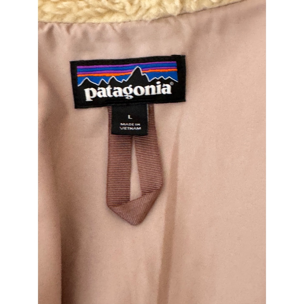 Patagonia Women's Fleece Jacket Cozy Sherpa Full Zip Tan Beige Size Large EUC - Picture 9 of 15
